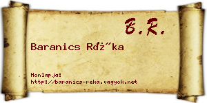 Baranics Réka névjegykártya
